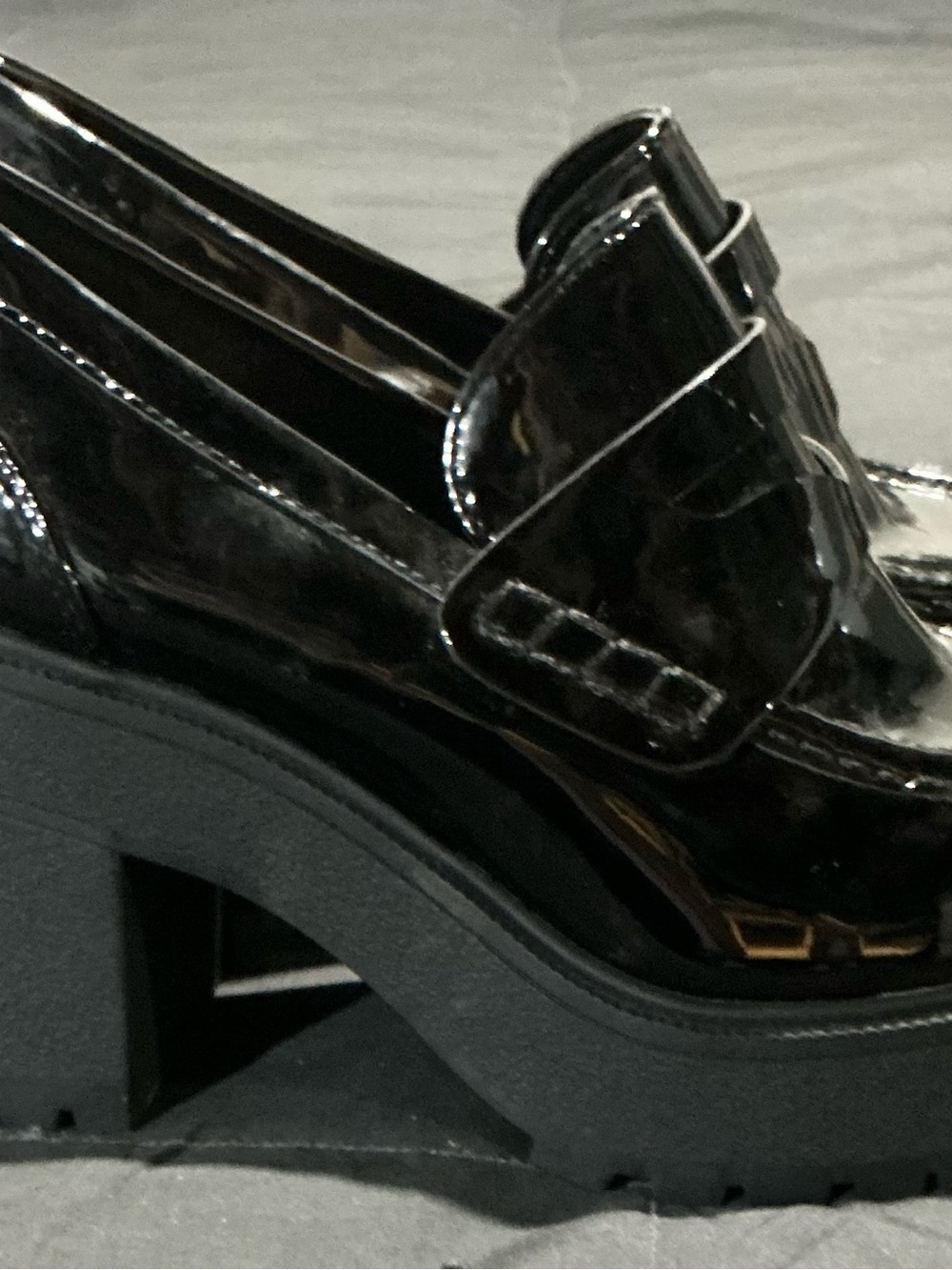 Soda Black Vinyl Platform Loafers